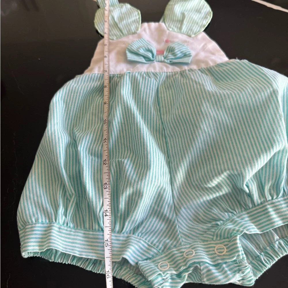 Vintage Striped‎ Baby Romper with Bunny Design